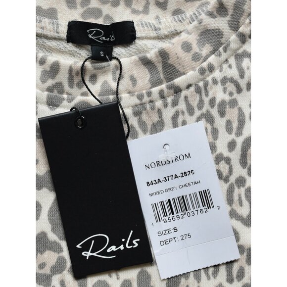 RAILS NWT ALICE COTTON BLEND MIXED GREY CHEETAH SWEATSHIRT. SIZE S - Picture 8 of 11